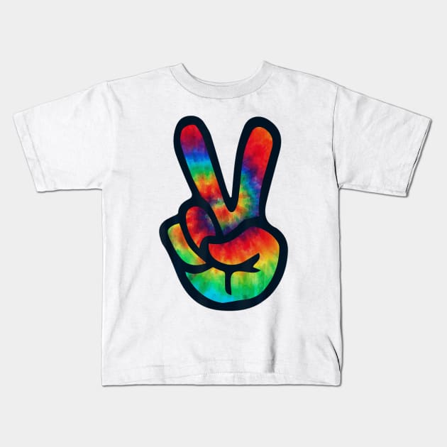 PEACE SIGN Hand Tie Dye T Shirt Hippies Christmas Kids T-Shirt by williamarmin